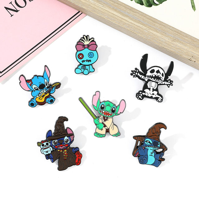 Disney Kawaii Stitch Anime Figure Pin Clothing Decoration Badge Stitch  Action Figure Diy Backpack Decor Children's Toys Gifts - Action Figures -  AliExpress