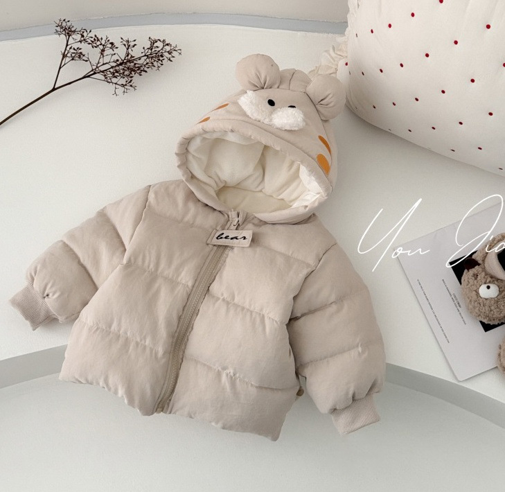 2024 nuevo estilo de invierno, estilo occidental, grueso y cálido, lindo abrigo de algodón de tigre de dibujos animados, ropa de invierno para bebés
