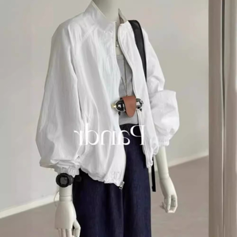 Fashionable Small Stand-Up Collar Loose Sun Protection Clothing Thin Jacket Casual Jacket Spring and Summer Outdoor Leisure Sports Jacket for Women