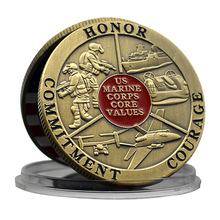 美国海军陆战队 挑战硬币 我们需要荣誉勇气承诺精神铜牌军事徽章
