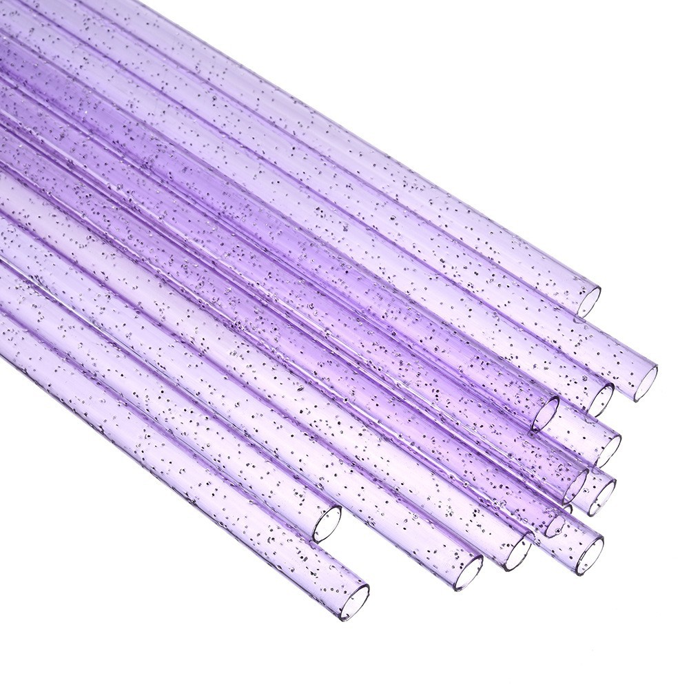 Venta caliente transfronteriza tubo recto de 23CM color plata polvo pajita dura pajita de plástico PP tubo duro repetible nuevo spot