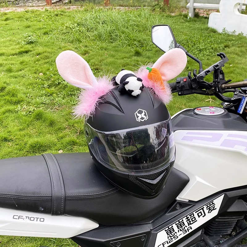 Light Pink Carrot Rabbit Helmet Decoration Motorcycle Helmet Accessories