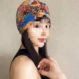 西域风情头巾帽夏季女帽蕾丝包头巾少数民族女帽护耳月子发饰金华