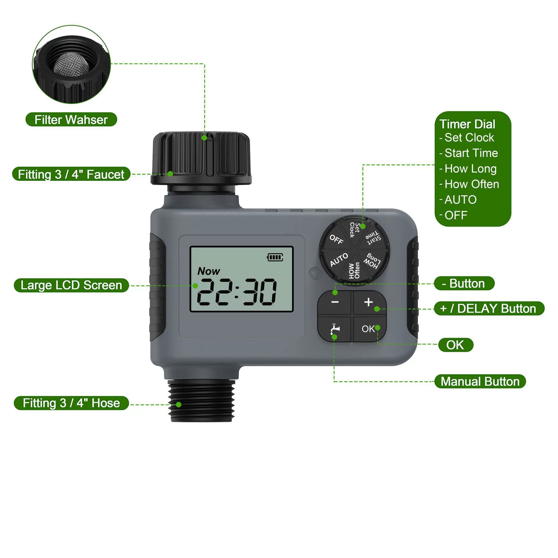 Новый умный поливной таймер наружный двор полива автоматический контроль полива ручка полива через границу