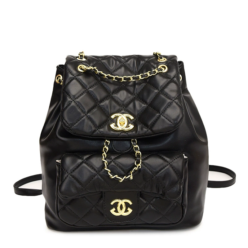 Рюкзак стеганый цепочками (в стиле Chanel) Универсальная школьная сумка, высококачественный алмазный узор