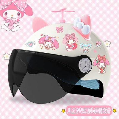 Motosiklet kaskı (dəbilqə): motorcycle safety helmet - bright-white-sunscreen-random-windmill-pink-and-white-butterfly-3c-certified-model-meimei-tz