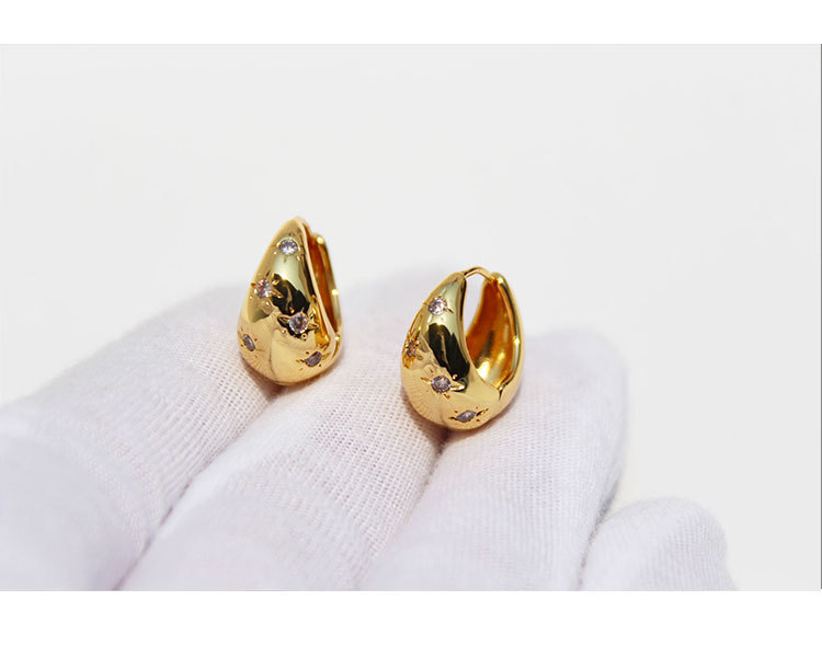 Fashion Water Droplets Copper Plating Zircon Earrings 1 Pair