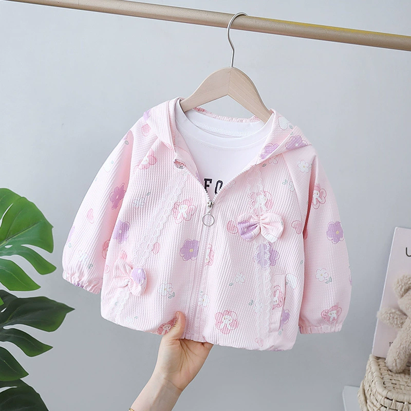 Верхняя одежда для девочек, весенне-осенняя детская одежда, новая детская весенняя одежда, ветровка с капюшоном для маленьких девочек, маленькая