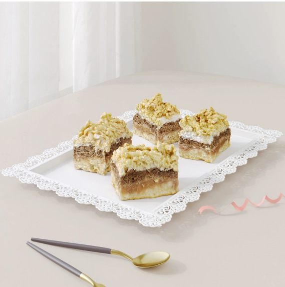 Transfronterizos de hierro forjado pastel plato de postre plato cuadrado plato europeo plato rectangular plato de punto occidental plato de té de encaje blanco