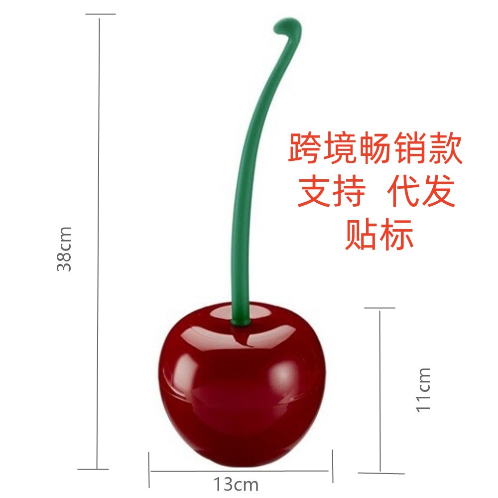 Cross-Border Cherry Toilet Brush Household Long-Handled Soft-Bristled Daily Necessities Creative Plastic Cleaning Brush Toilet Brush Set