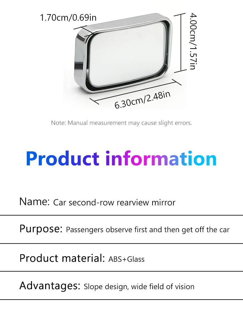 Car Rearview Mirror, Auxiliary Steering Mirror, Flexible, Compact, Multi-Angle Mirror, Convenient 3D Viewing Mirror, High-Looking Steering Mirror