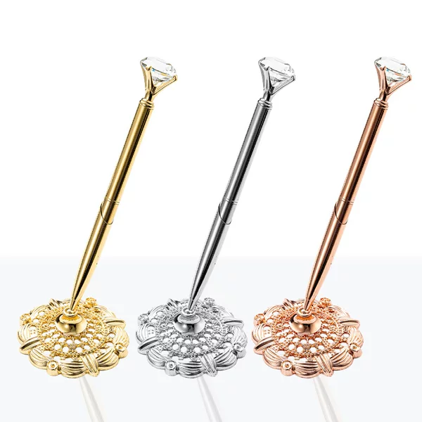 Taiwan pen factory wholesale diamond ballpoint pen Hotel bank front desk sign pen gift advertising fixed pen printing
