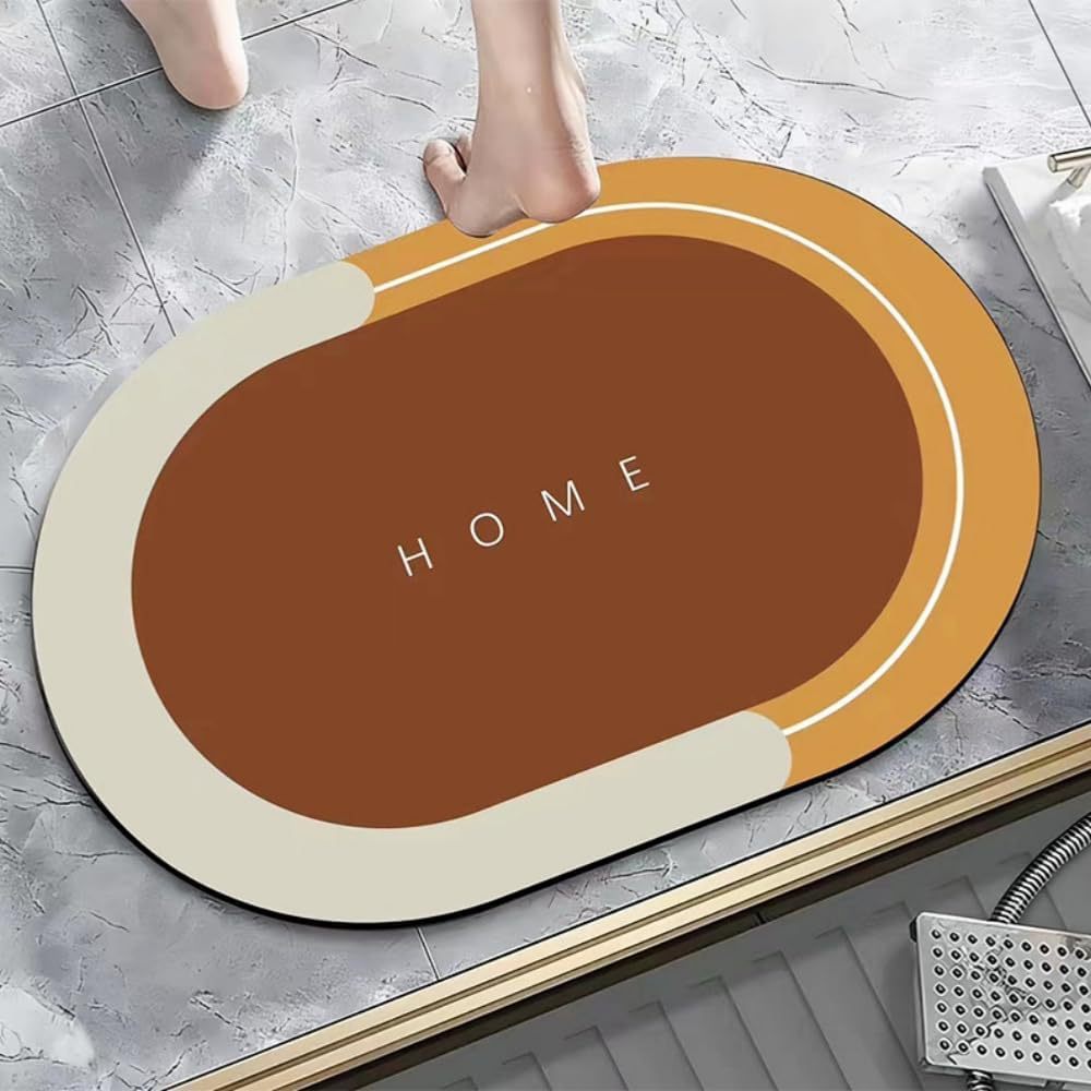 Cross-border Exclusive Simple Oval Square Diatom Mud Absorbent Foot Mat Bathroom Non-slip Floor Mat Toilet Door Mat Quick-drying