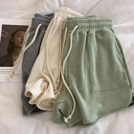 美式纯色新款运动跑步短裤女夏高腰韩版百搭阔腿休闲裤潮跨境