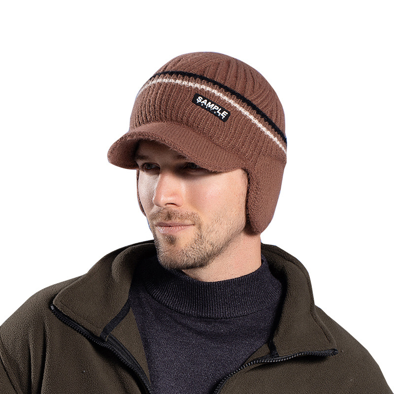 2023 New Hot Selling 9156 Winter Plush Pullover Hat Outdoor Cold Protection Ear Protection Baseball Hat Men's Warm Knitted Wool Hat_voghion.com
