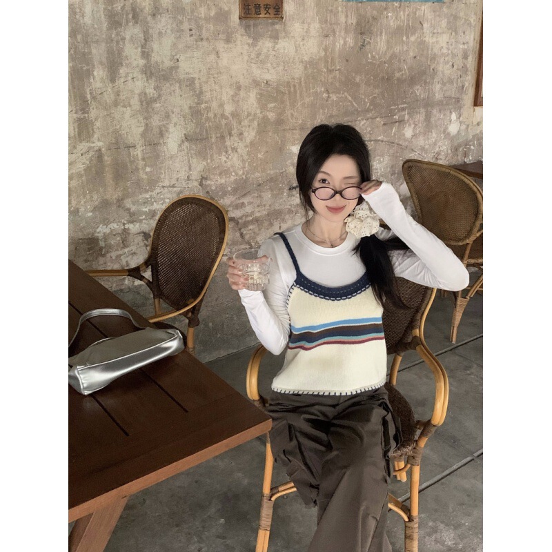 新款高级感复古外搭叠穿可爱风小马甲夏季内搭打底吊带针织女外穿|undefined