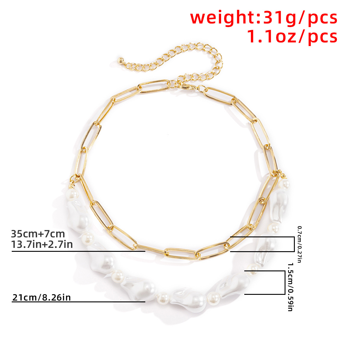 Collier En Alliage Double Couche Imitation Perle De Forme Spéciale En Gros display picture 11