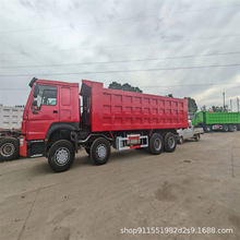 长期出口豪沃12轮自卸车  375马力集装箱后翻车双桥渣土车厢货车