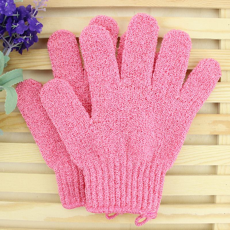 Perezoso cinco dedos guantes de baño espalda frotar Toalla de baño gris exfoliante Exfoliante Piel muerta de doble cara disponible 2 pack