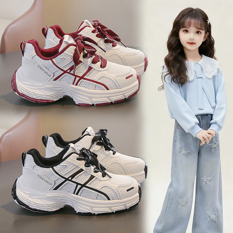 Mesh white children's lightweight sneakers for students for boys