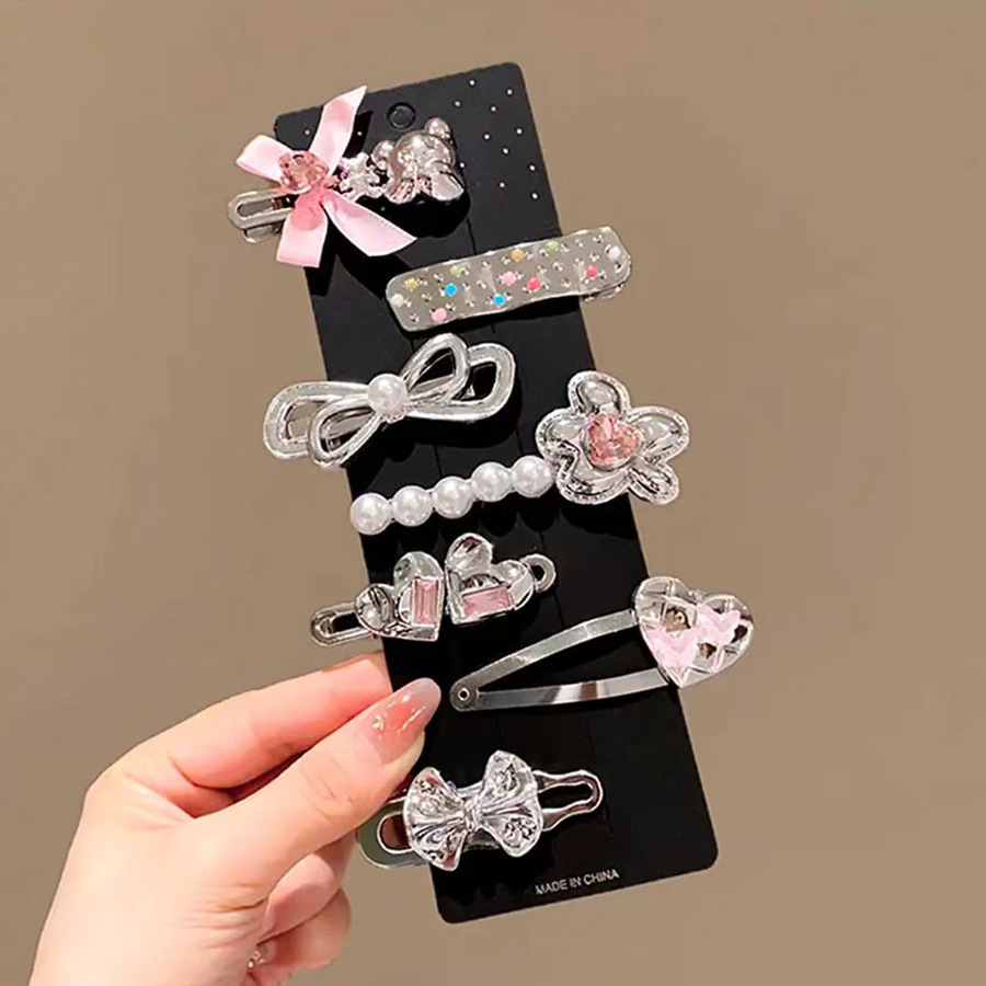 Transfronterizo y2k plata dulce y cool clip de pelo lateral peinado peinado