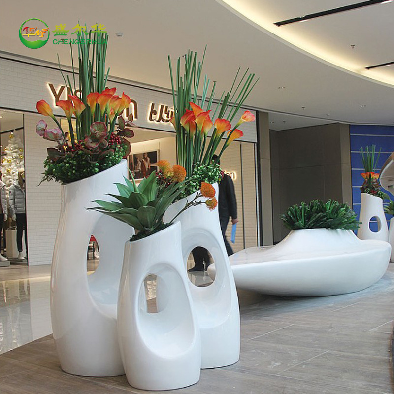 Special-shaped glass fiber reinforced plastic floor flowerpot outdoor flower vase flower ware gardening style shopping mall meichen vase sculpture ornaments