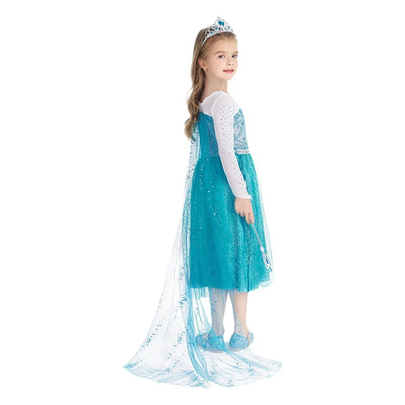 2021 Европейское и американское платье принцессы Frozen Anna платье-плащ с длинными рукавами рождественское платье принцессы Детское платье