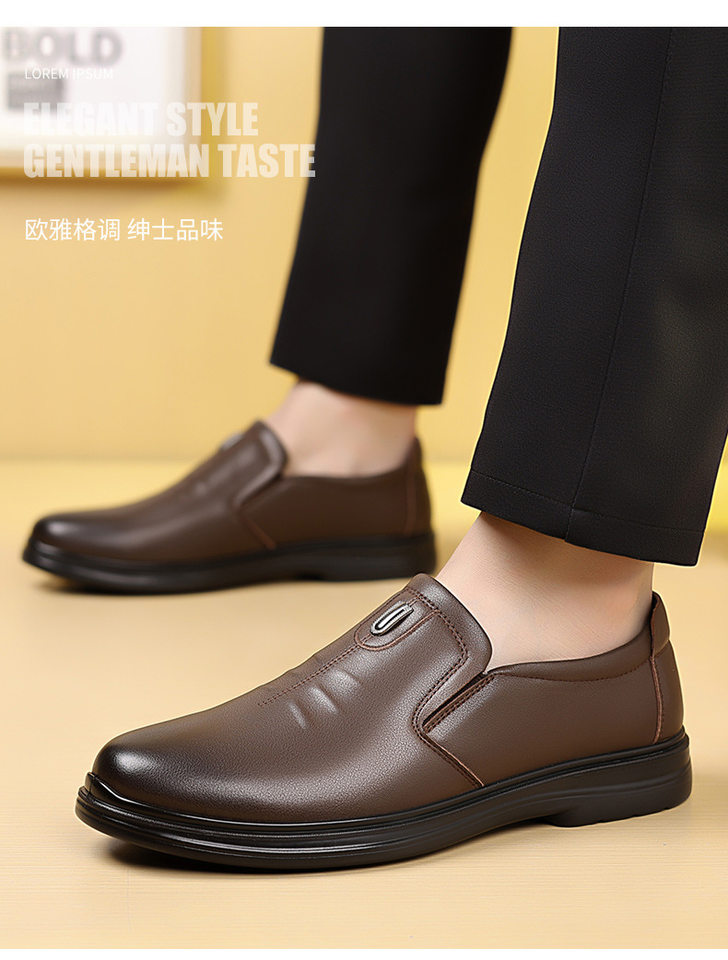 Giày da nam kiểu lười đế mềm chống mài mòn, giày công sở nhẹ êm chân, bản lót lông giữ ấm — CS5202 màu nâu, CS5202 màu đen, CS5202-1 plus nhung đen chi tiết 5