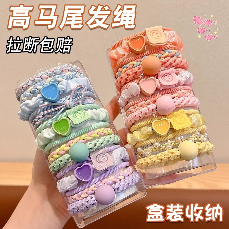Anillo de cabello de color de dopamina para niños cabello de cabello para niñas de alta elasticidad correa de goma duradera alta cola de caballo toque de cabello