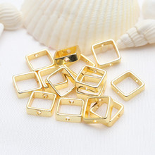 14K包金色保色珠套 正四方形珠套 双孔包珠圈 diy手工饰品配件