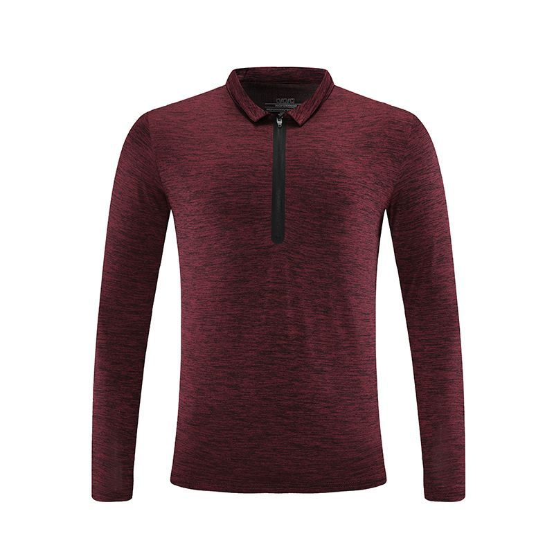 Hombres de primavera y otoño deportes de manga larga media cremallera collar de soporte de secado rápido transpirable camiseta juvenil camiseta casual camiseta superior