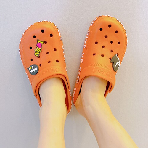 Women's Men's Garden Shoes Parent-child Couple Ins Beach Shoes Korean Style Open-toe Slippers Anti-slip Slippers with Caps