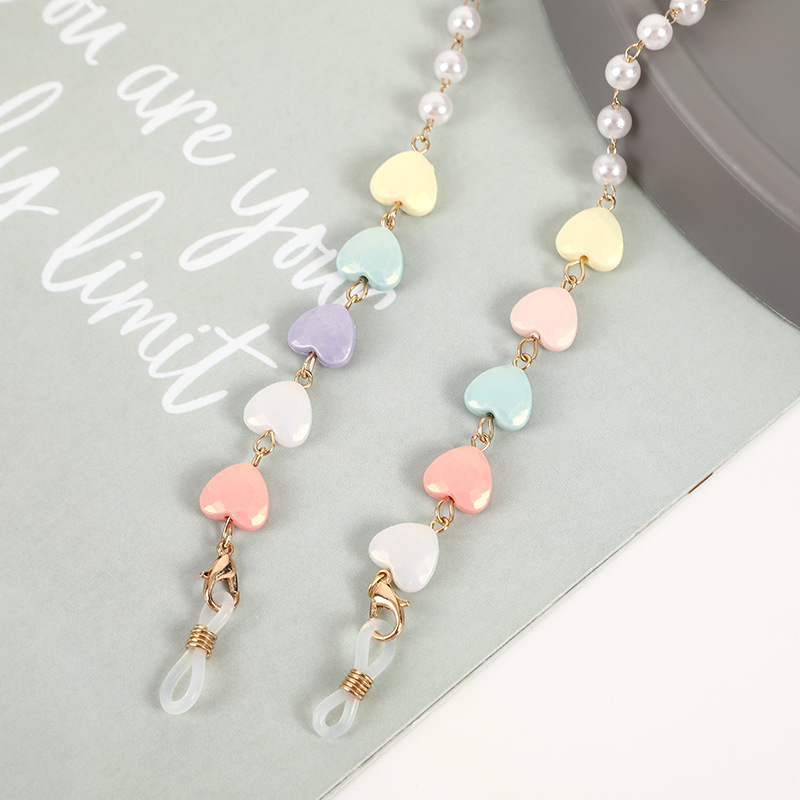 Women'S Gender Fashion Heart Shape Artificial Pearl Resin Metal Women's Glasses Chain