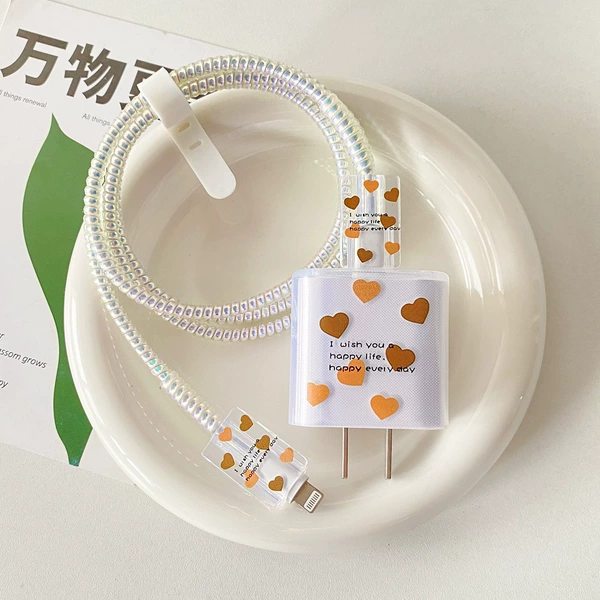 Apple 20W brown love hood+line cover 2+1 meter laser white rope