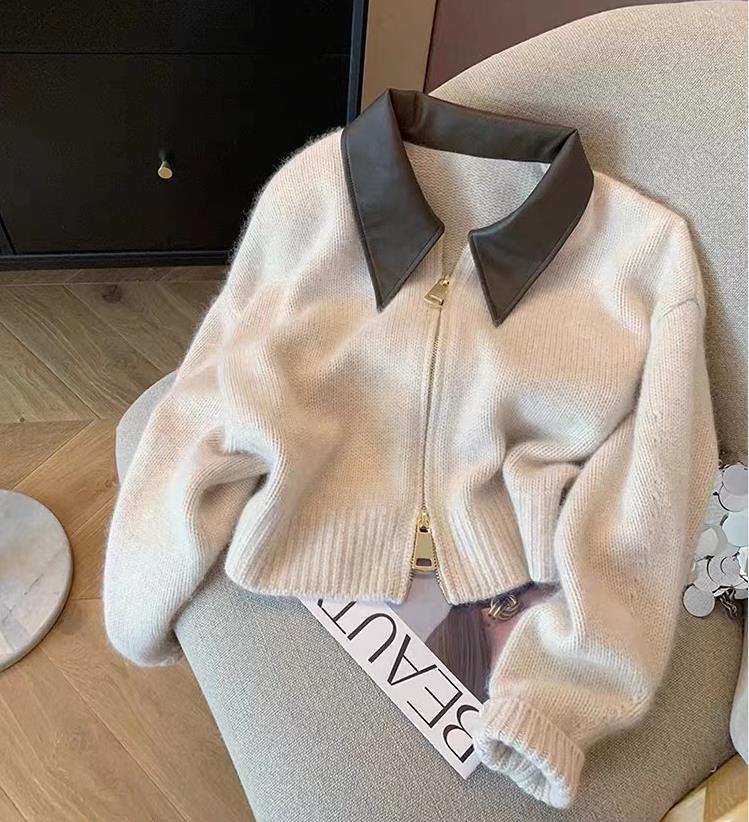 Zipper Placket Type Wholesale Women's Elegant Printing Long Sleeve Zipper Sweaters & Cardigans