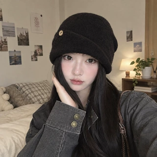 厂家批发大弹力简约羊毛混纺针织包头帽堆堆帽显脸小休闲女款个性