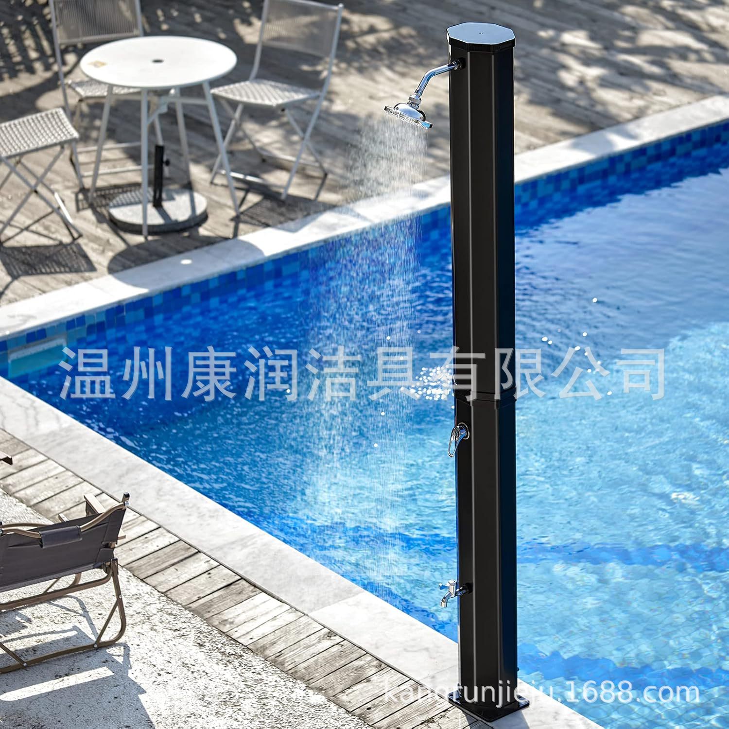 Kangrun ahorro de energía solar anti-UV material de PVC 60L negro al aire libre jardín de arena ducha