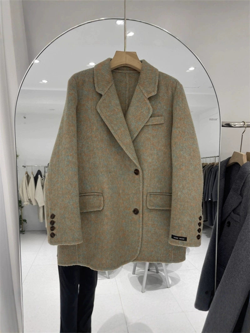 Двустороннее шерстяное пальто, зимний классический костюм, стиль Chanel
