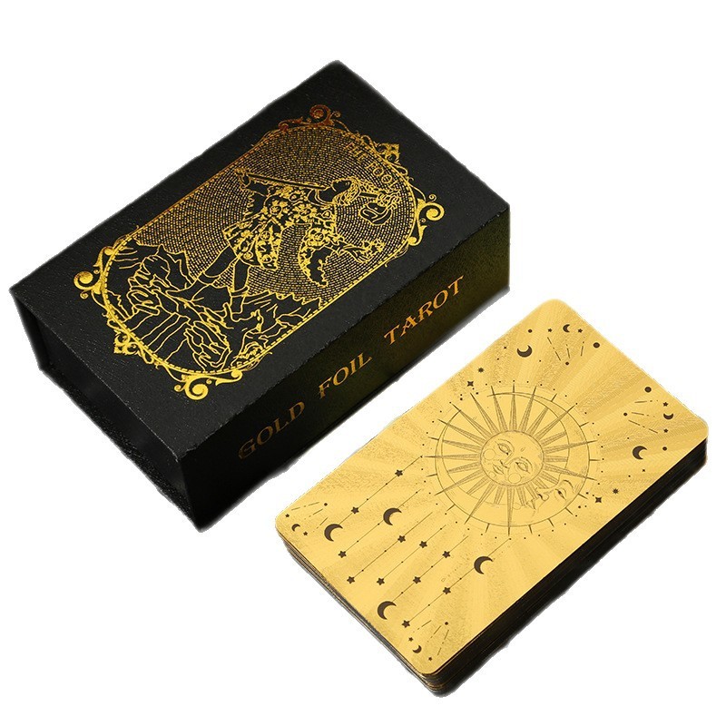跨境彩印烫金塔罗牌78张全套tarotPVC塑料防水桌游卡牌现货批发|undefined