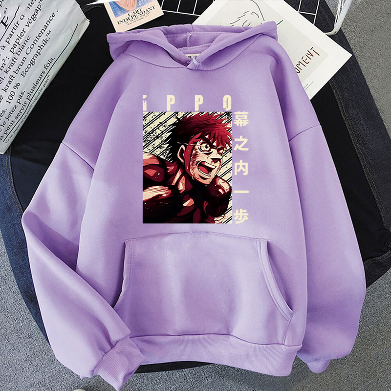 New Anime Retro Ippo Makunouchi Print Hoodies Women Causal