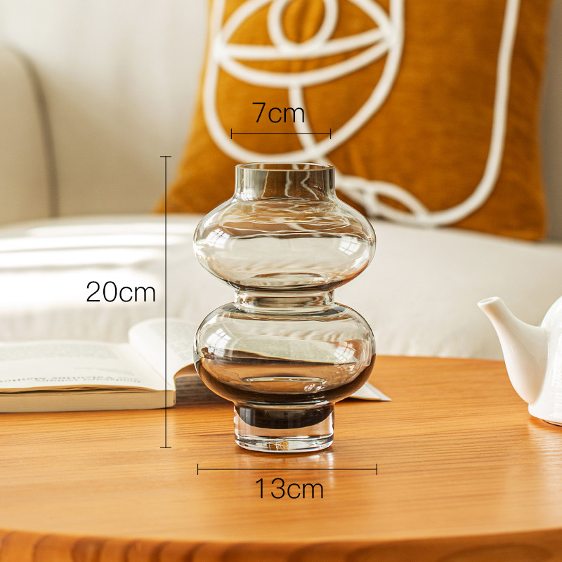 Ornamentación de vasos de flores para la sala de estar, vidrio de alta calidad, retro medieval, estilo francés, crema, viento, mesa de comedor de arte pequeña