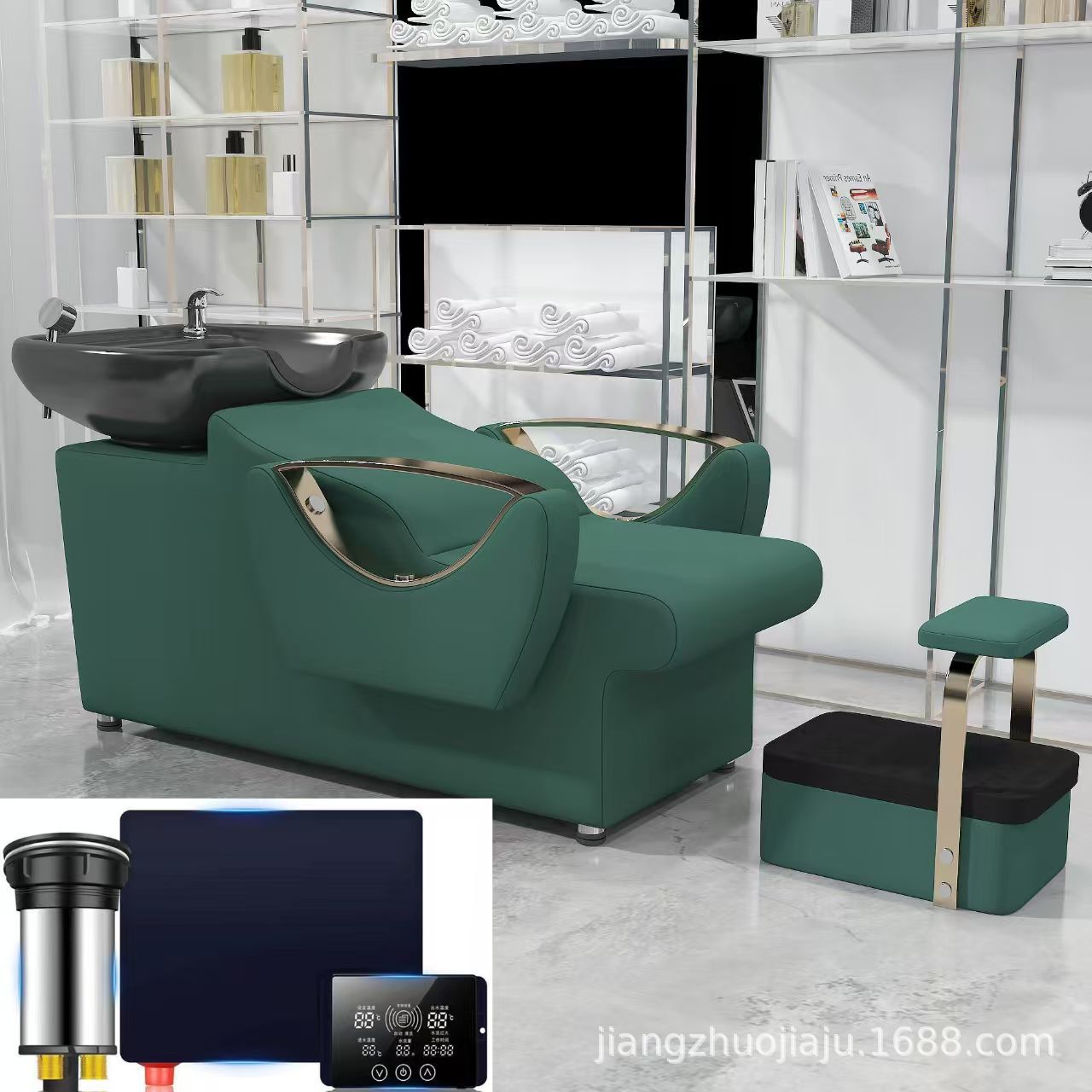 Red en línea lavabo de cerámica lavabo de cabello salón de pelo sillón lavabo de cabello cama de lavado de agua lavabo de cabello barbería cama de lavabo de cabello cómodo