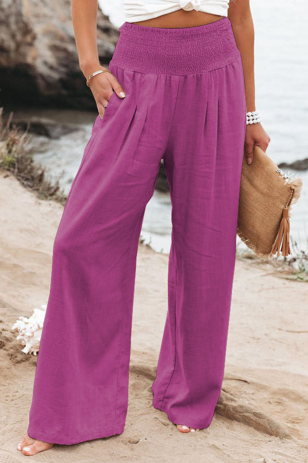Women's Daily Street Casual Simple Style Solid Color Full Length Pocket Casual Pants Wide Leg Pants display picture 3