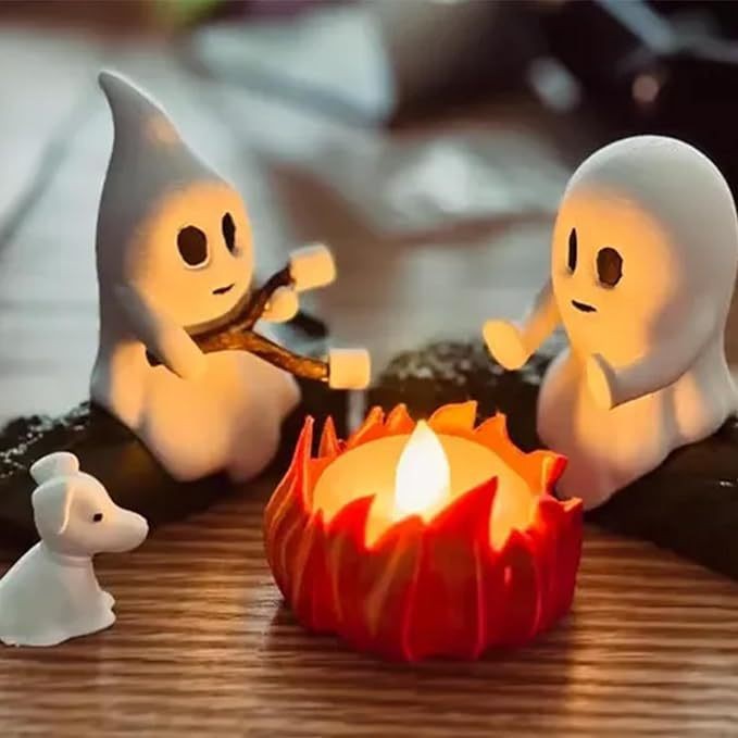  New Ghost Bonfire Party Night Light Resin Crafts Halloween Festive Atmosphere Decoration Ornaments