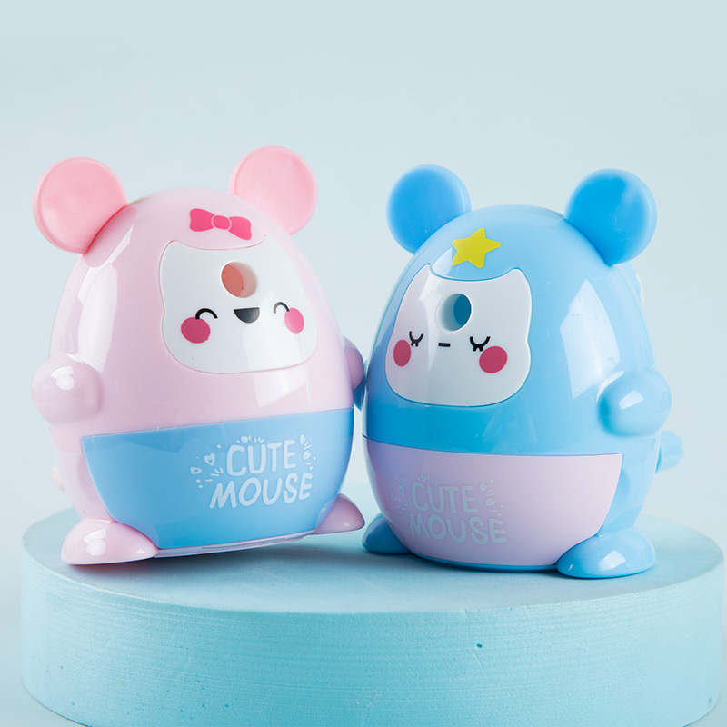 Youxiang YP-5801 dibujos animados lindo sacapuntas en forma de ratón Sacapuntas de lápiz estudiante de manivela sacapuntas útiles escolares sacapuntas