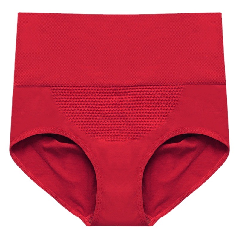 Gran ropa interior roja para la celebración de la boda en el año de nacimiento sin costuras cintura alta panal vientre contracción y calentamiento del vientre entrepierna de ropa interior de algodón puro Mujer antibacteriana