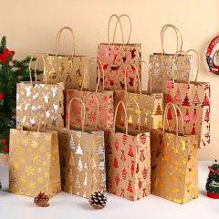 クリスマススノーフレークトートバッグクリスマスツリーギフトバッグホリデーパーティークラフト紙平底包装袋ギフトバッグ