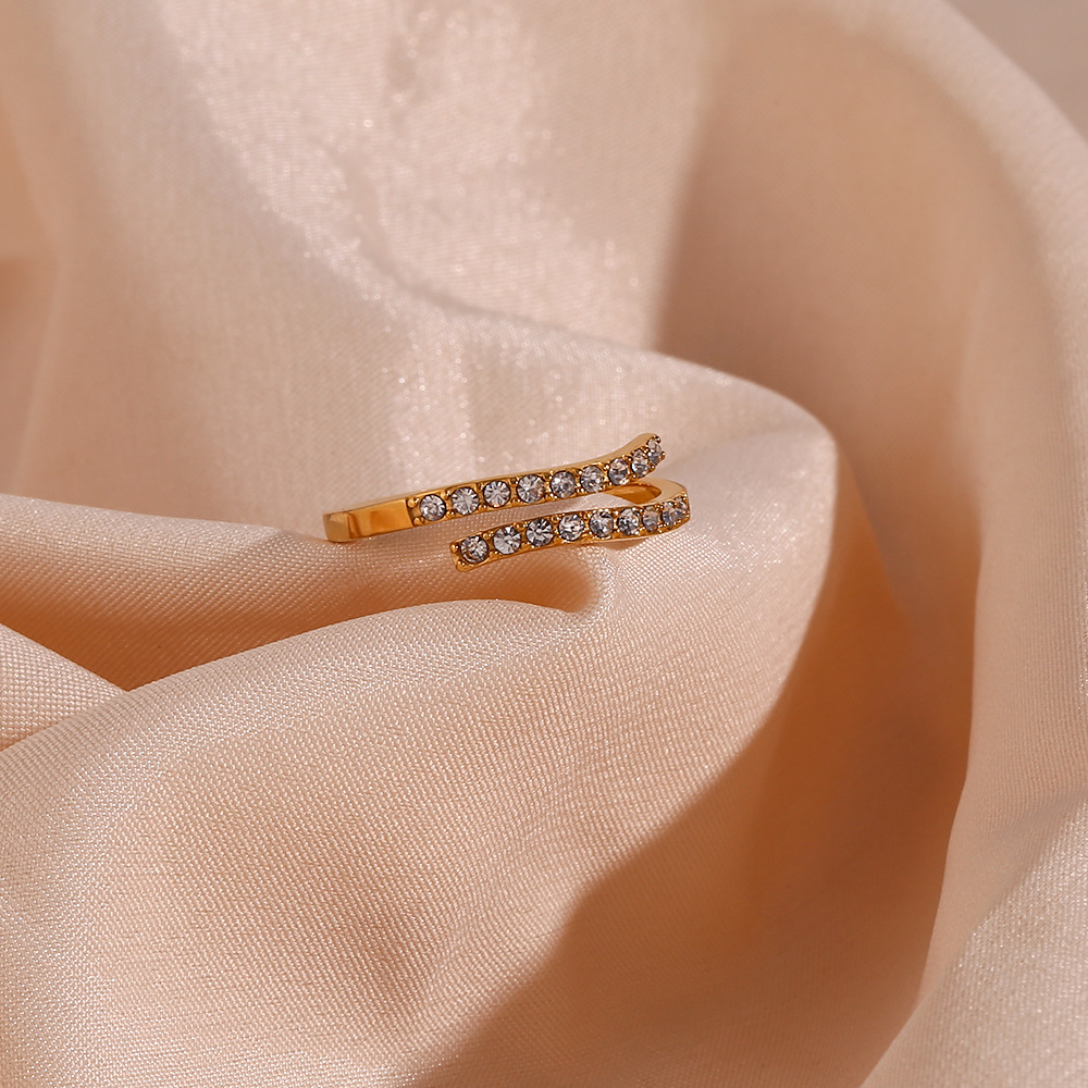 Gold Plated Adjustable Transparent Zircon Ring