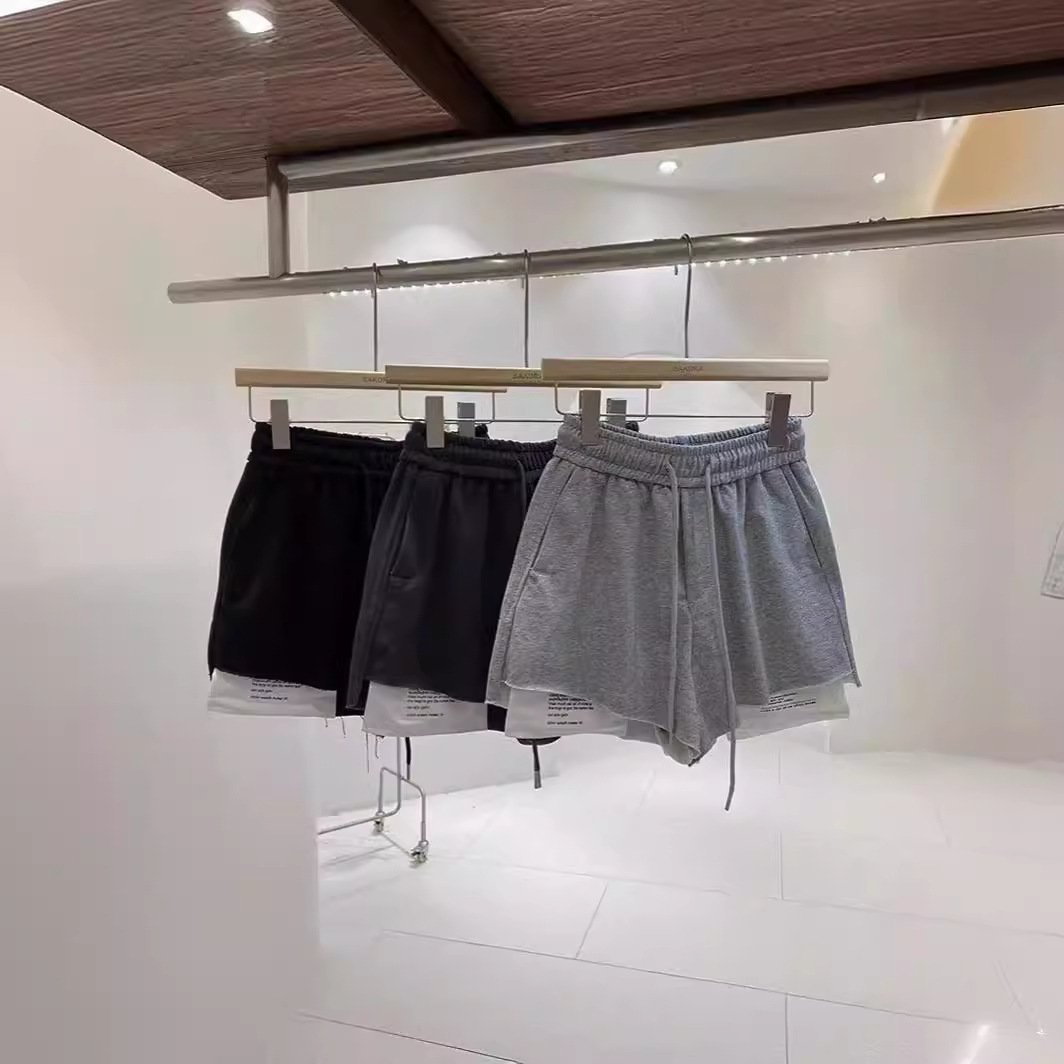 2024 여름 새로운 패션 패딩 포켓 누출 스포츠 반바지 여성 느슨한 캐주얼 A 라인 와이드 레그 바지 핫 바지