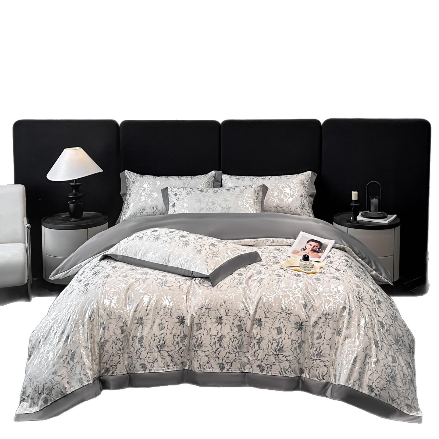 Set de capa de edredão refrescante seda de gelo jacquard luxo_voghion.com